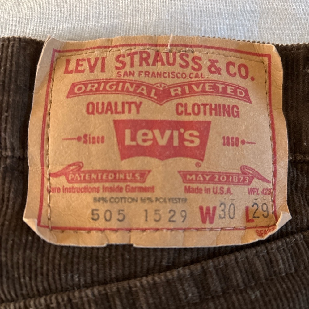 Vintage Levi’s 505 White Tag Brown Corduroy Jeans | Made in USA | 1980s SZ 27